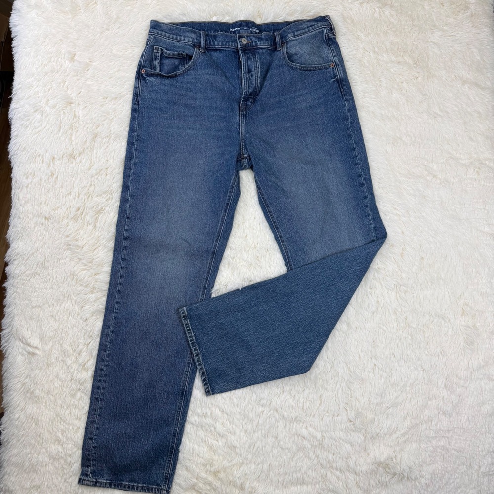 Old Navy Slouchy Straight Leg Jeans Womens 14 Tall Blue Mid-Rise Denim